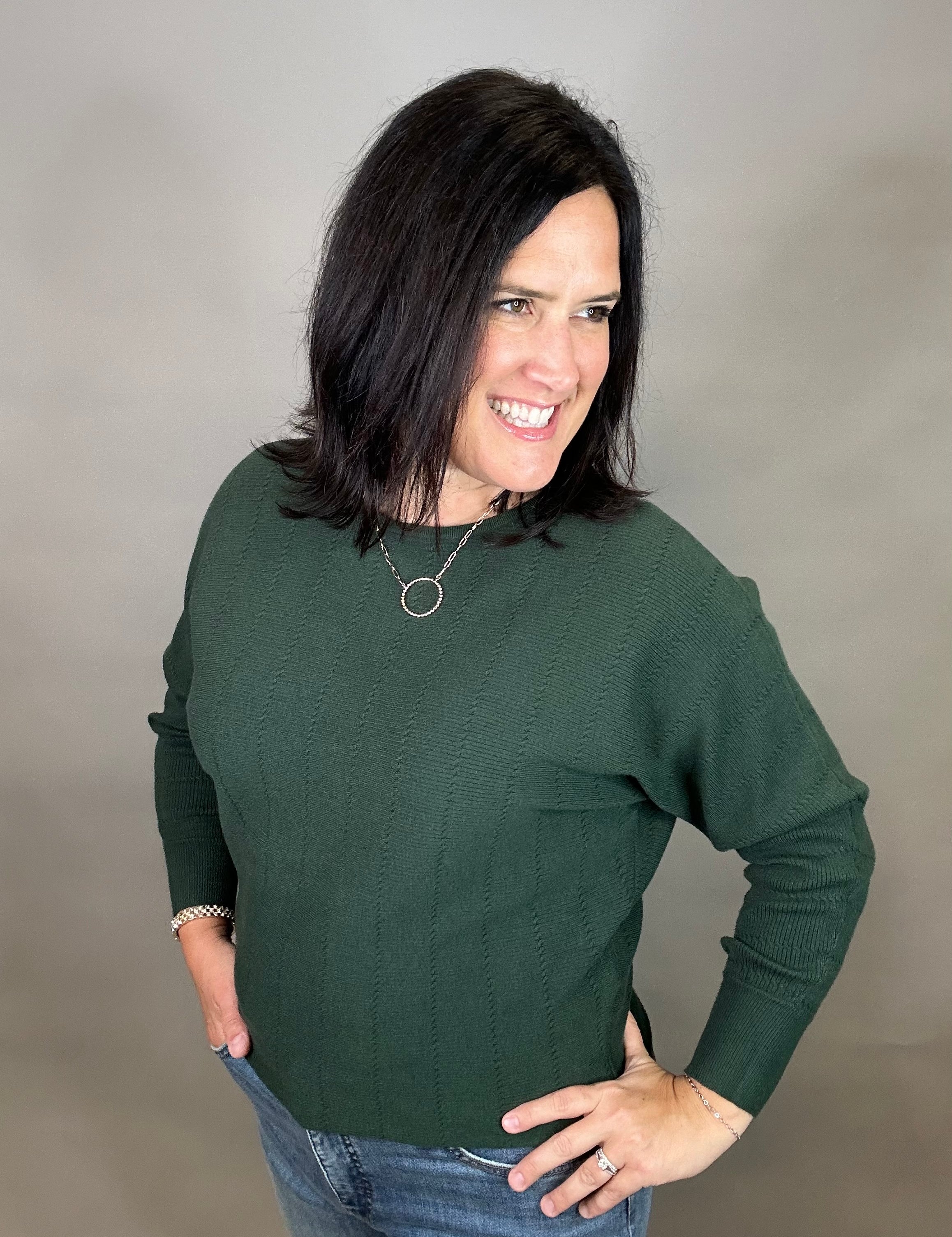 Forest Dolman Boat Neck Sweater Top - Sweater STACCATO