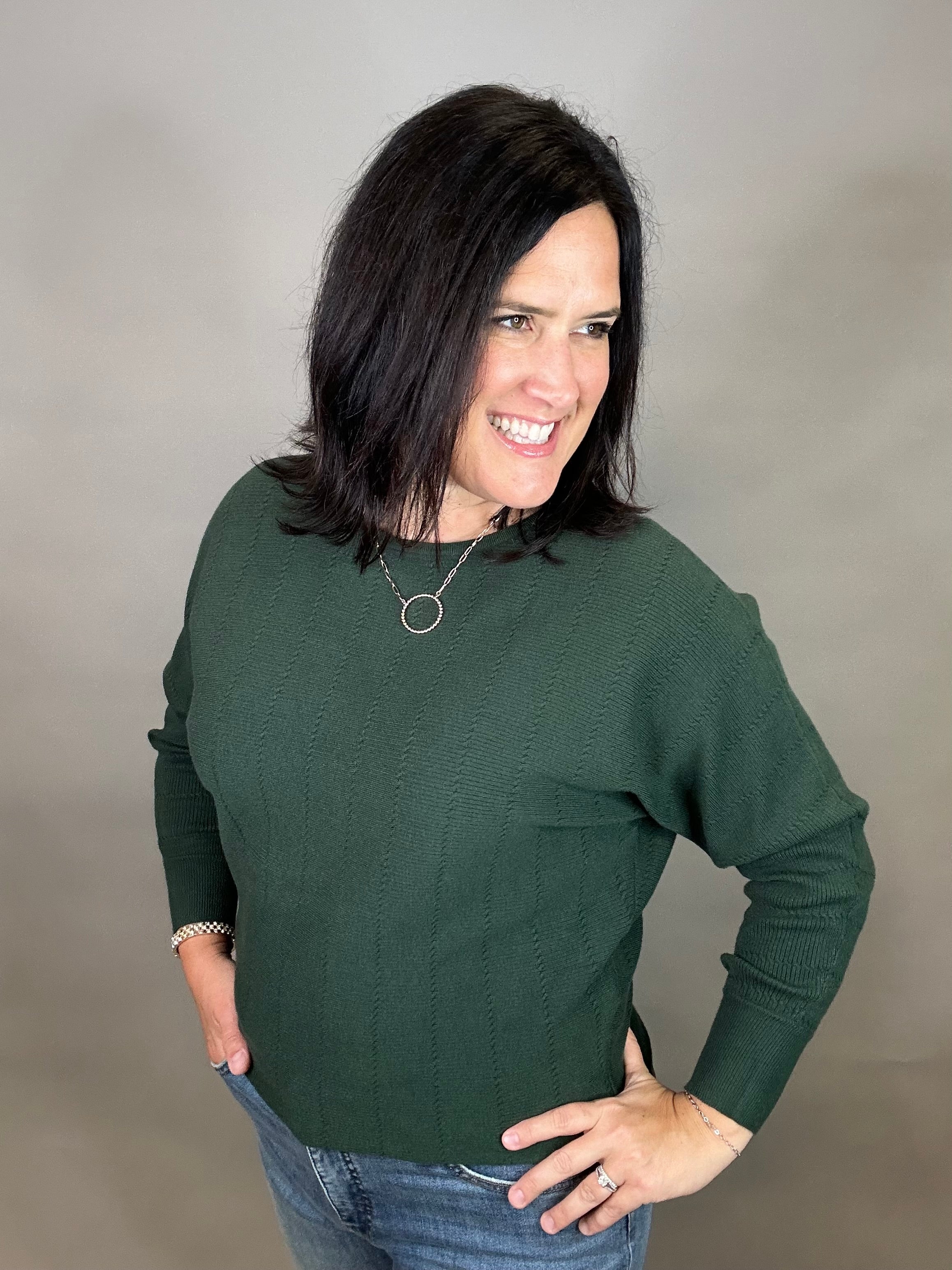Forest Dolman Boat Neck Sweater Top - Sweater STACCATO