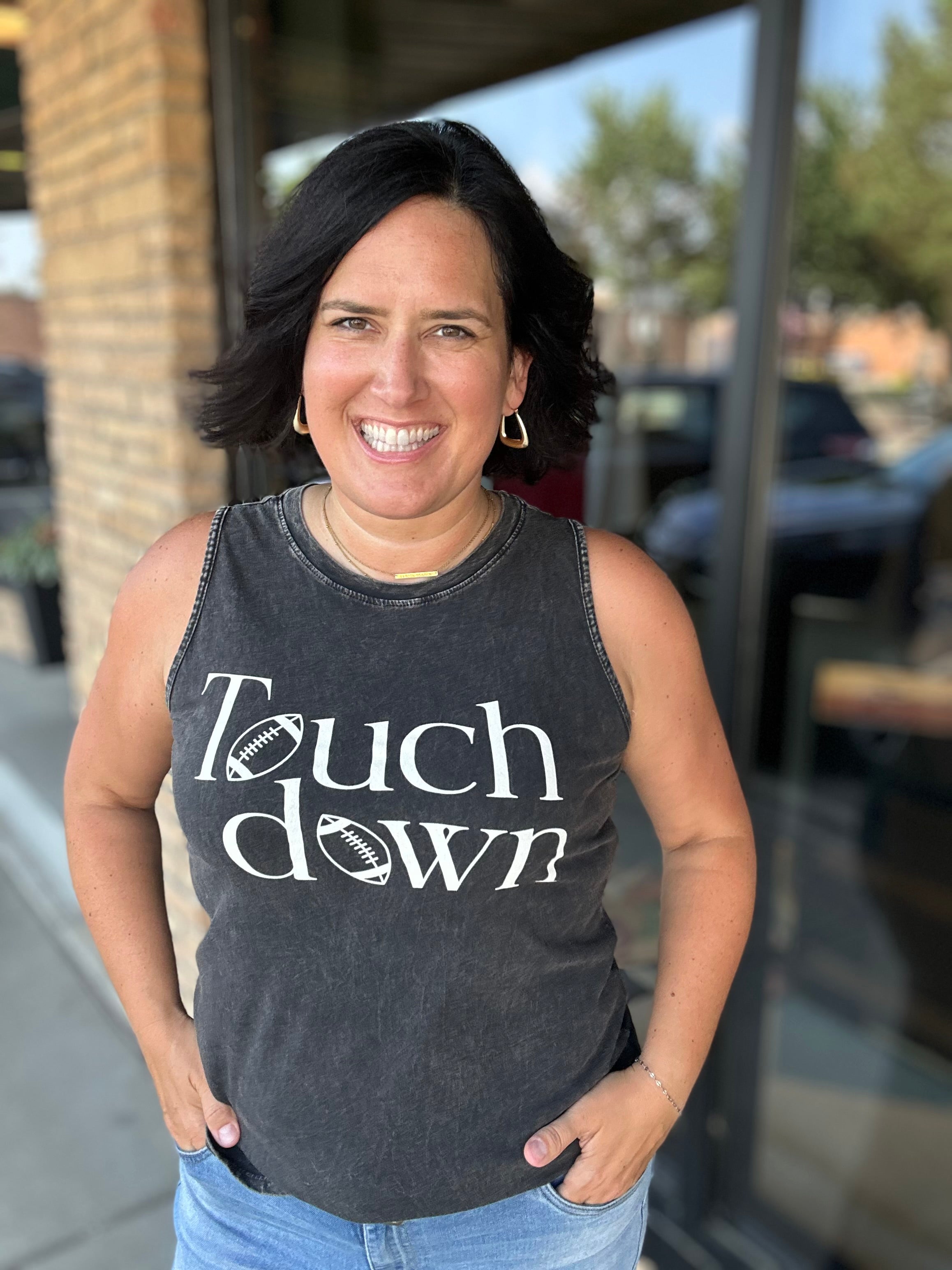Mineral Black Touchdown Tank Top Tops- Tanks HRT and LUV