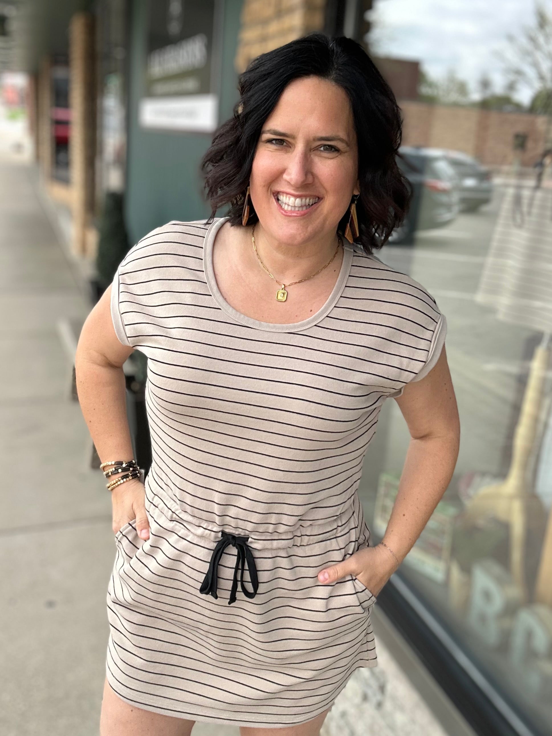 Taupe Black Gardenia Dress Dresses THREAD & SUPPLY