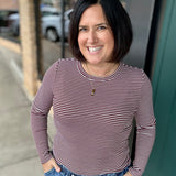 Burgundy Cream Stripe Jess Top