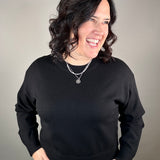 Black Hemlet Sweater Top - Sweater VELVET HEART