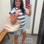 Blue & White Rugby Striped Top Tops- Tees STACCATO