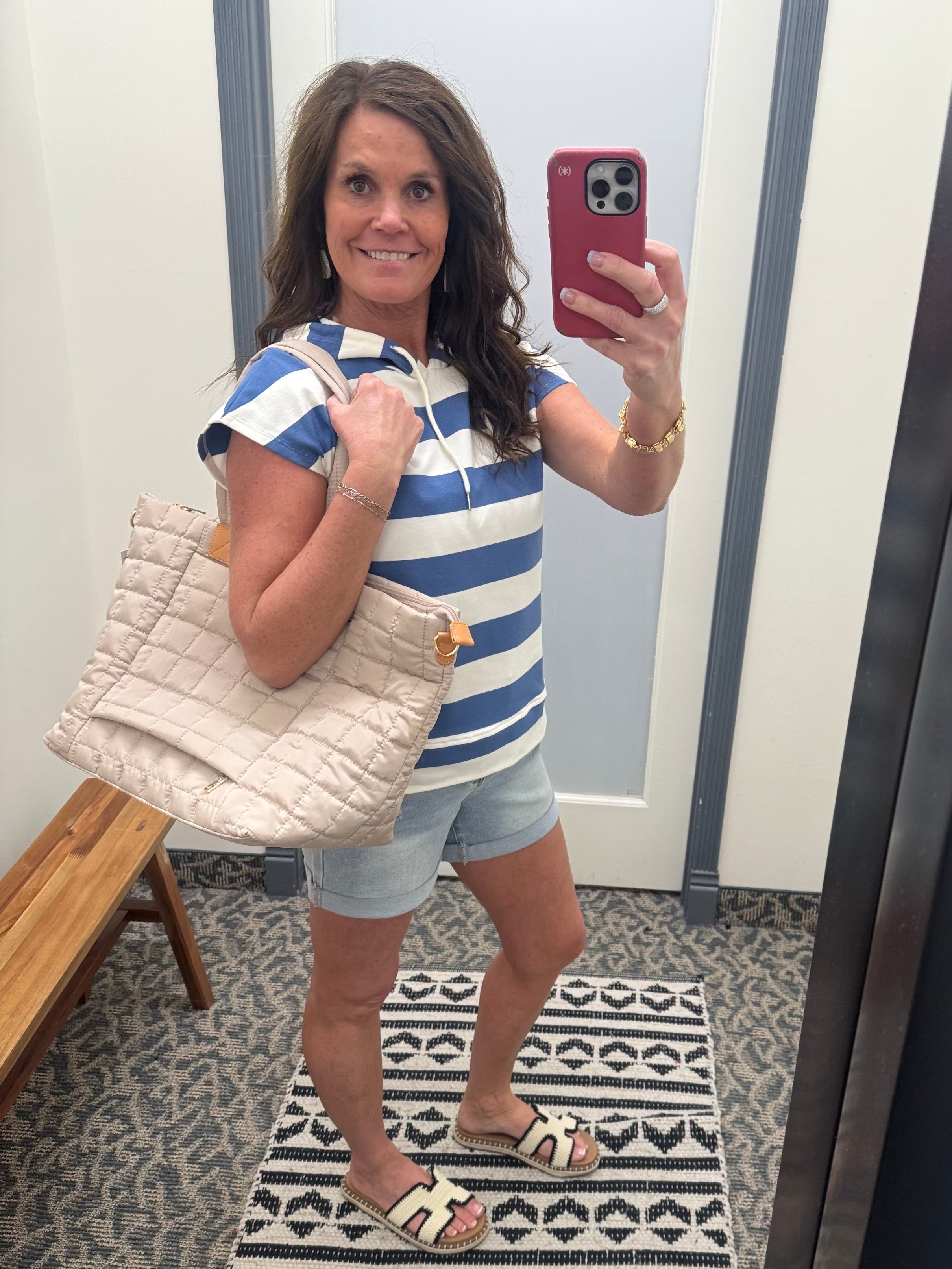 Blue & White Rugby Striped Top Tops- Tees STACCATO
