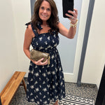 Navy Emroidered Eyelet Tie Dress Dresses DOE & RAE