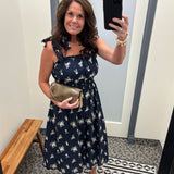 Navy Emroidered Eyelet Tie Dress Dresses DOE & RAE