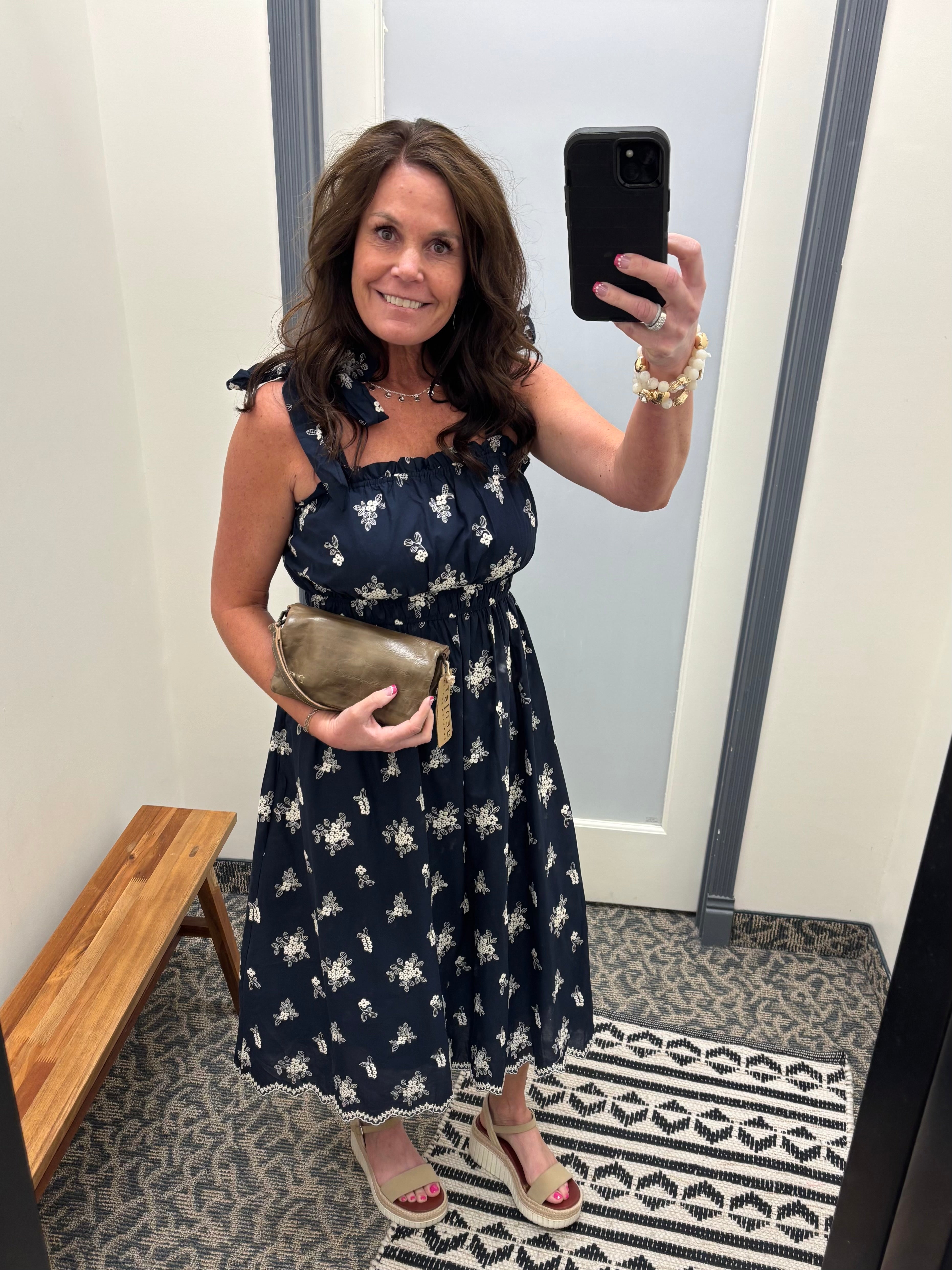 Navy Emroidered Eyelet Tie Dress Dresses DOE & RAE