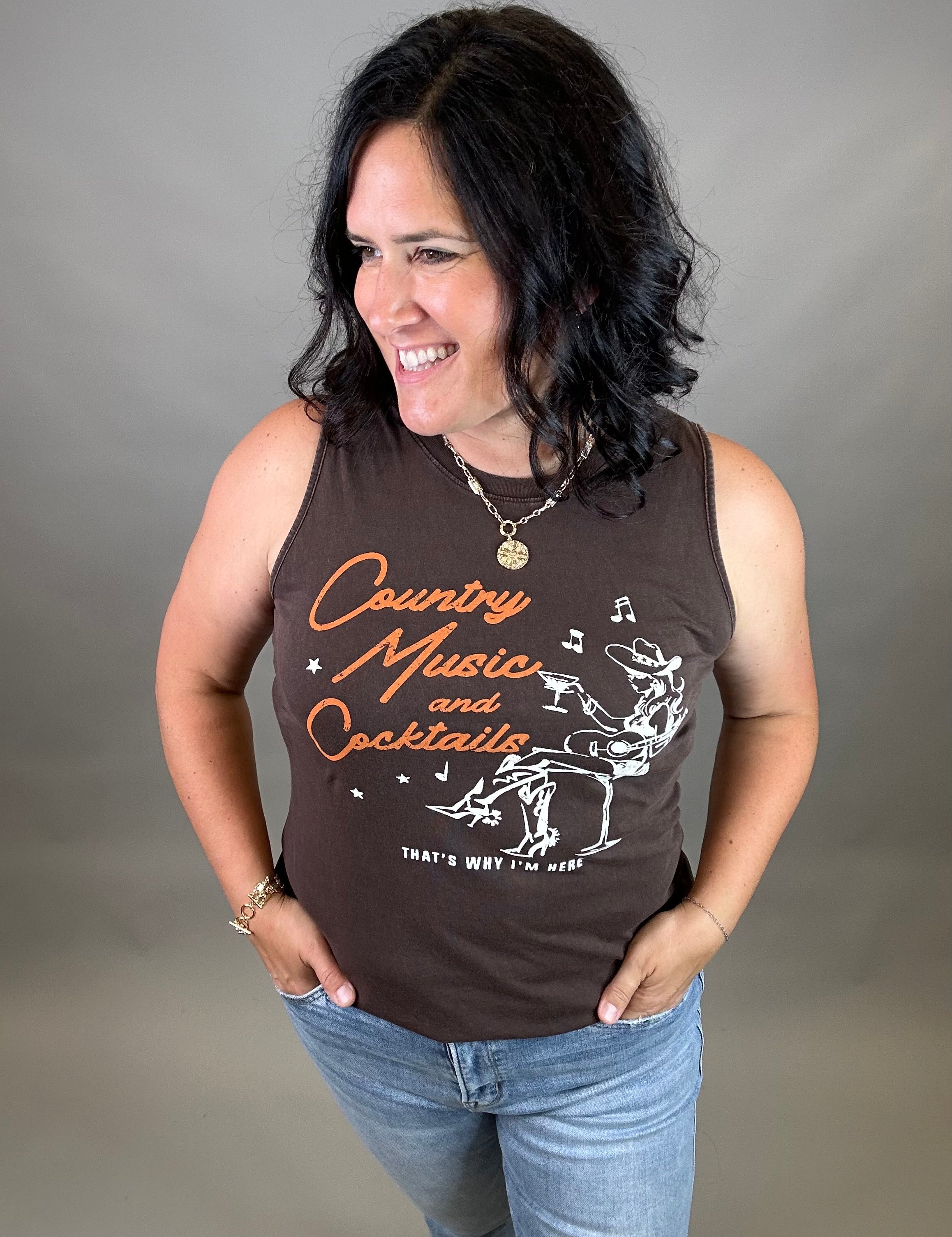 Country Music and Cocktails Tank Tops- Tanks HRT and LUV