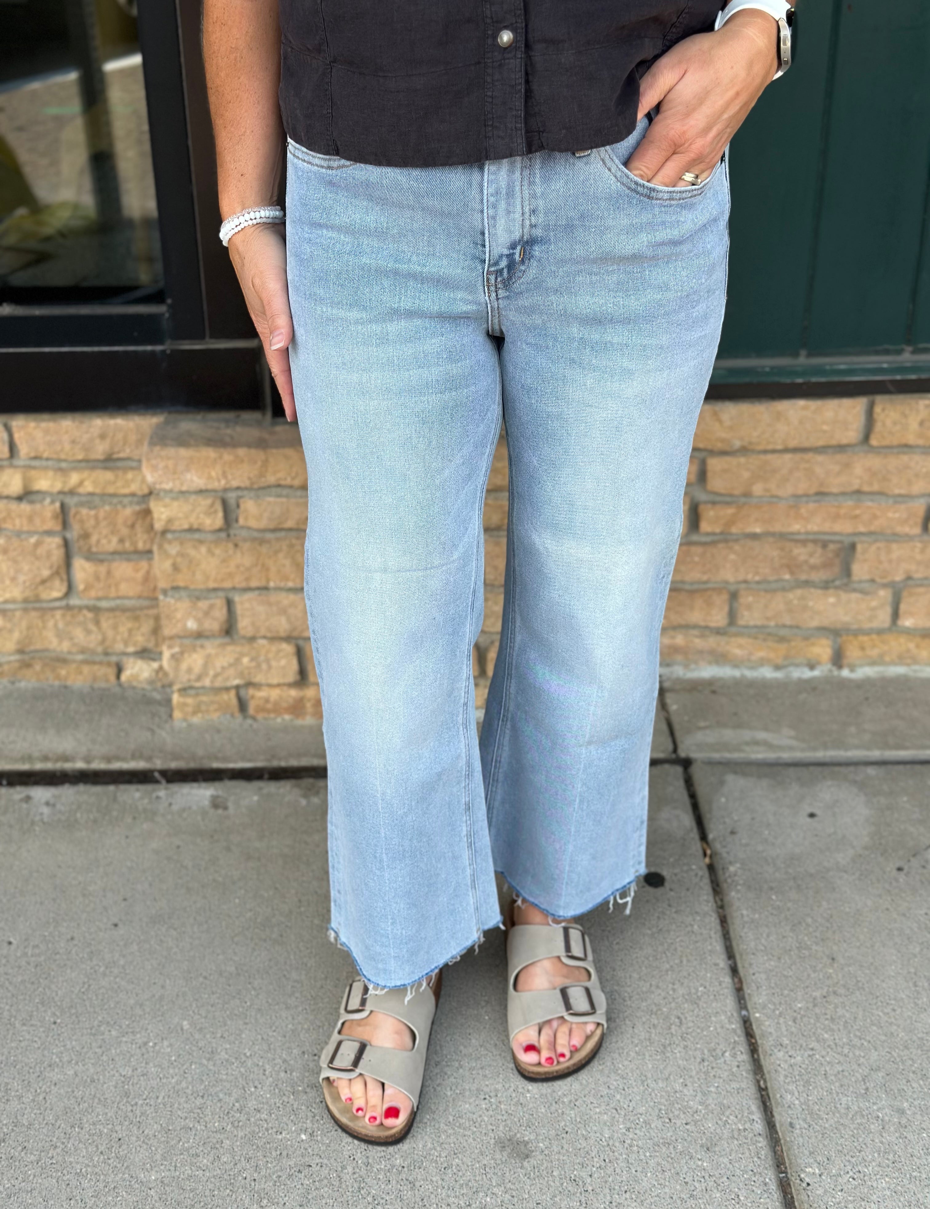 Blue Koi Wide Leg Jean Bottoms - Pants MICA DENIM
