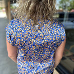 Blue Floral Sleeveless Top Tops- Blouses THML