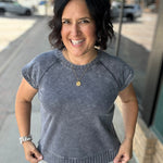 Washed Charcoal Hana Dolman Lounge Tee Top - Tee FLAG AND ANTHEM