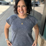 Washed Charcoal Hana Dolman Lounge Tee Top - Tee FLAG AND ANTHEM