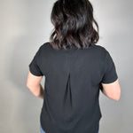 Black Button Front Short Sleeve Tops - Button Ups STACCATO