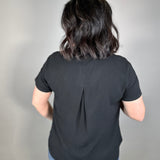 Black Button Front Short Sleeve Tops - Button Ups STACCATO