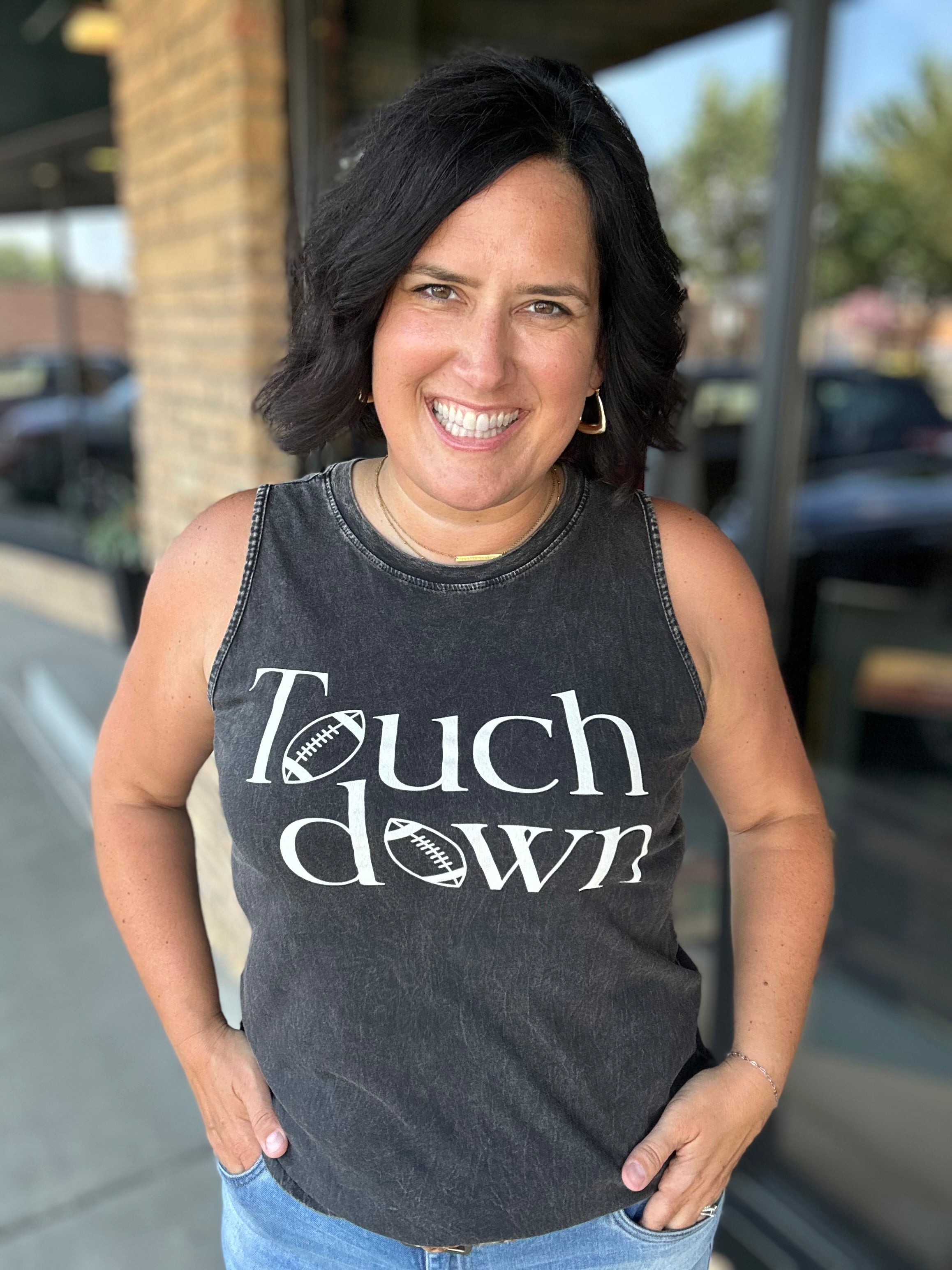 Mineral Black Touchdown Tank Top Tops- Tanks HRT and LUV