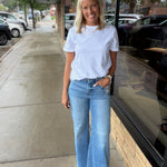 White Cotton Crew Neck Tee Top - Tee RD Style