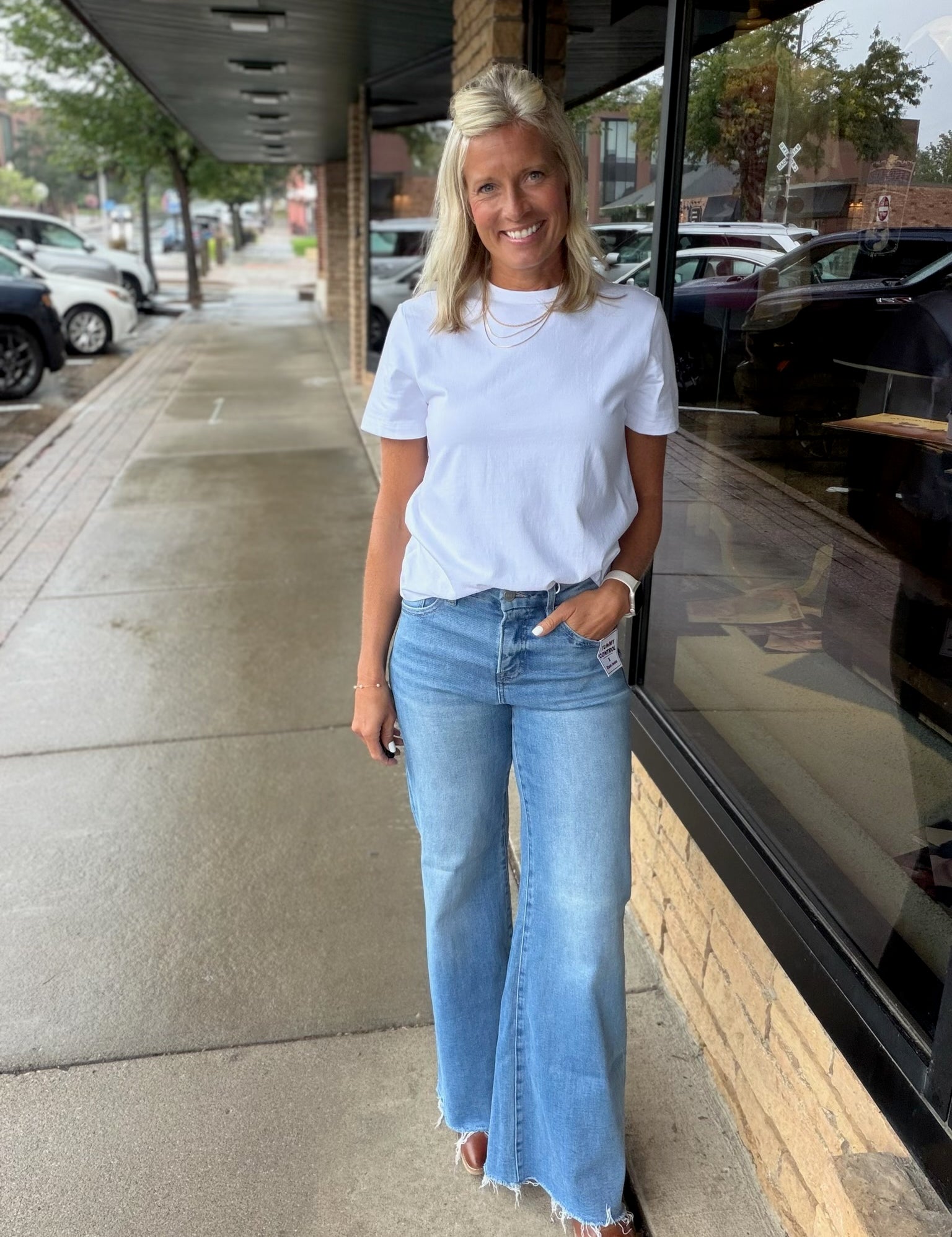 White Cotton Crew Neck Tee Top - Tee RD Style