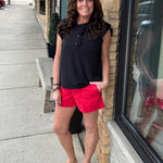 Black Ruffle Button Down Blouse Tops- Blouses STACCATO