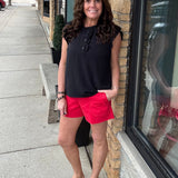 Black Ruffle Button Down Blouse Tops- Blouses STACCATO
