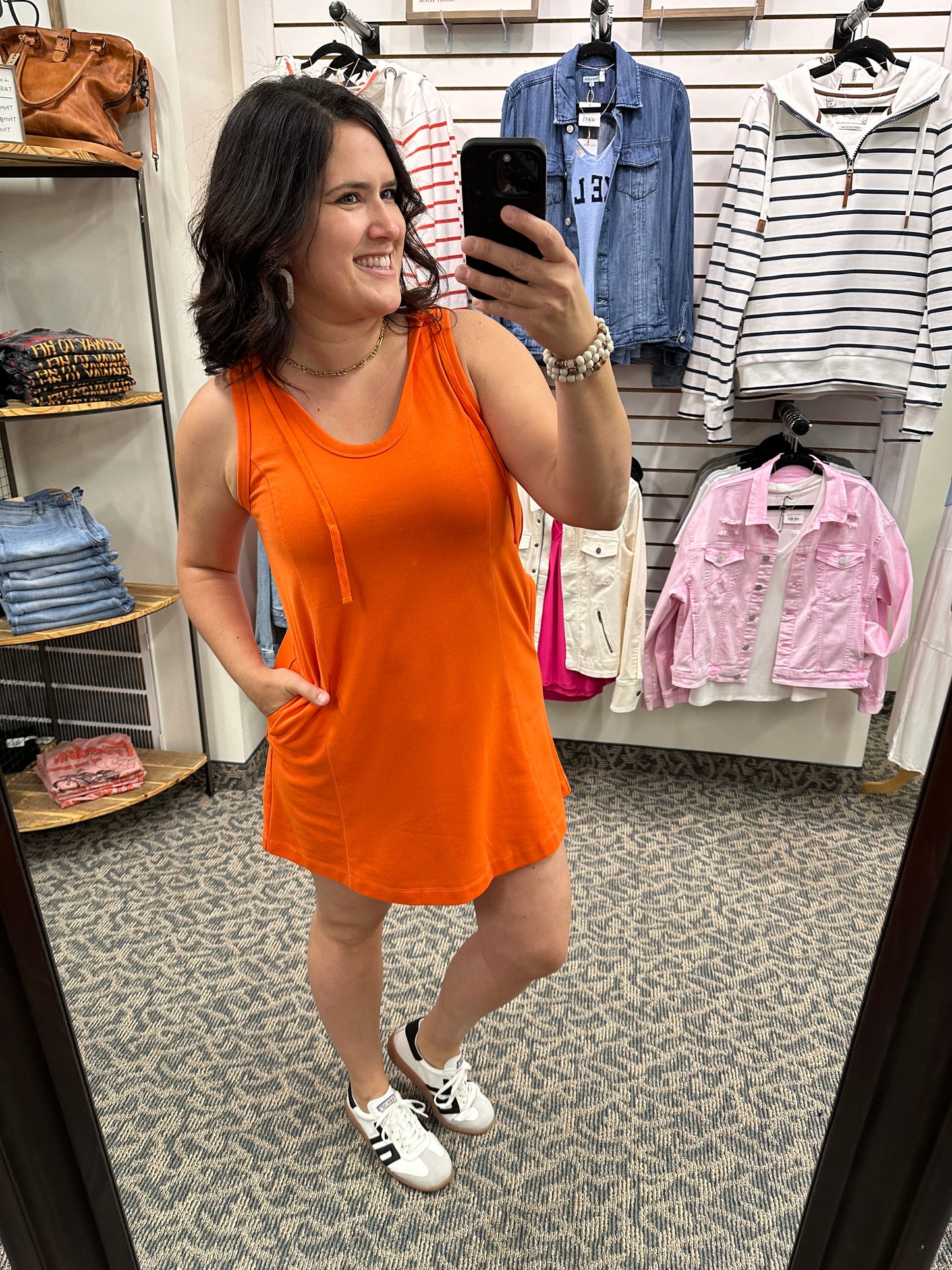 Orange Tank dress w/hoodie