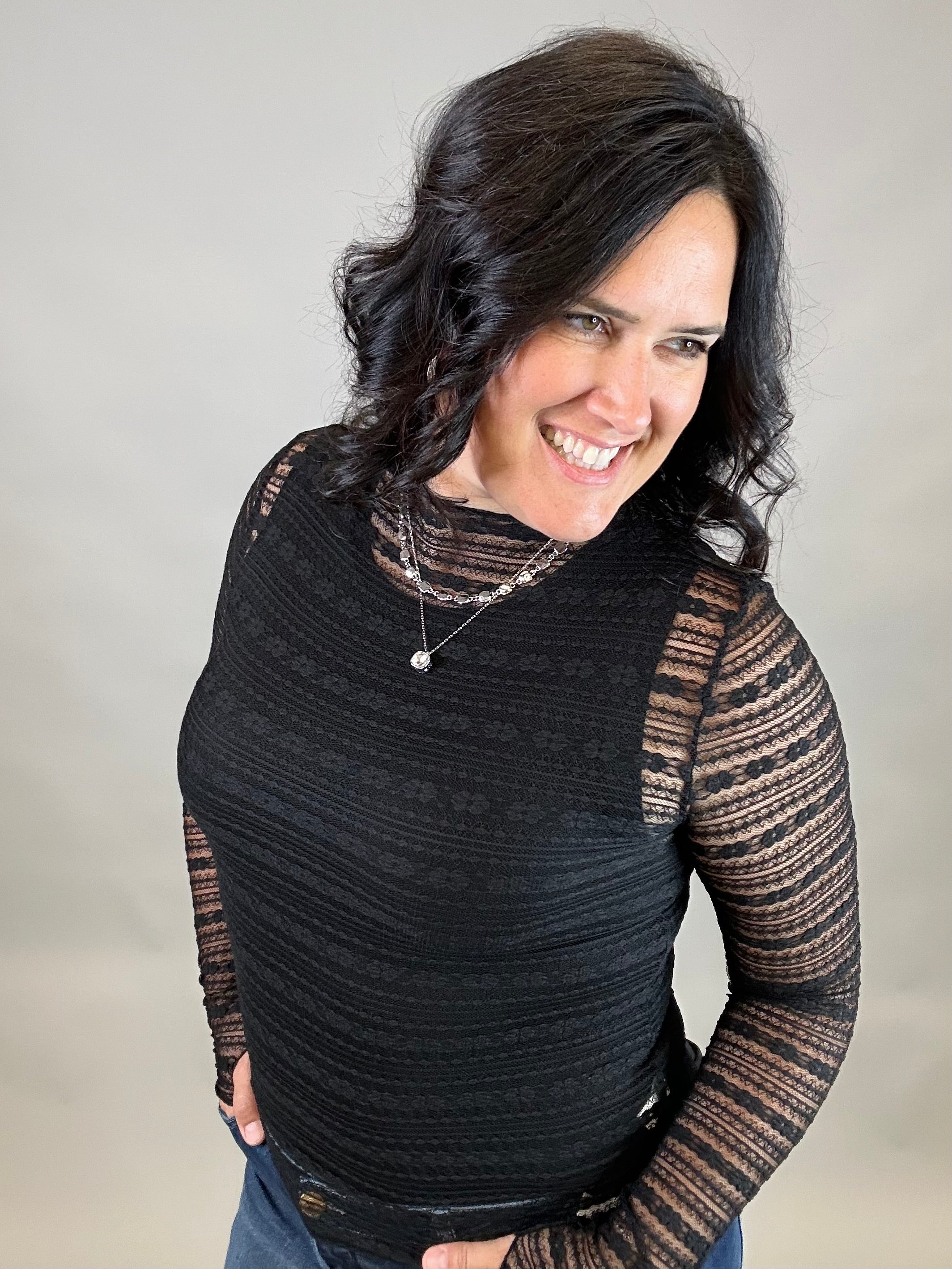 Black Sheer Lace Top