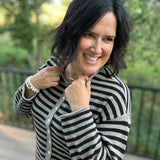 Pewter Black Stripe Dover Cardigan
