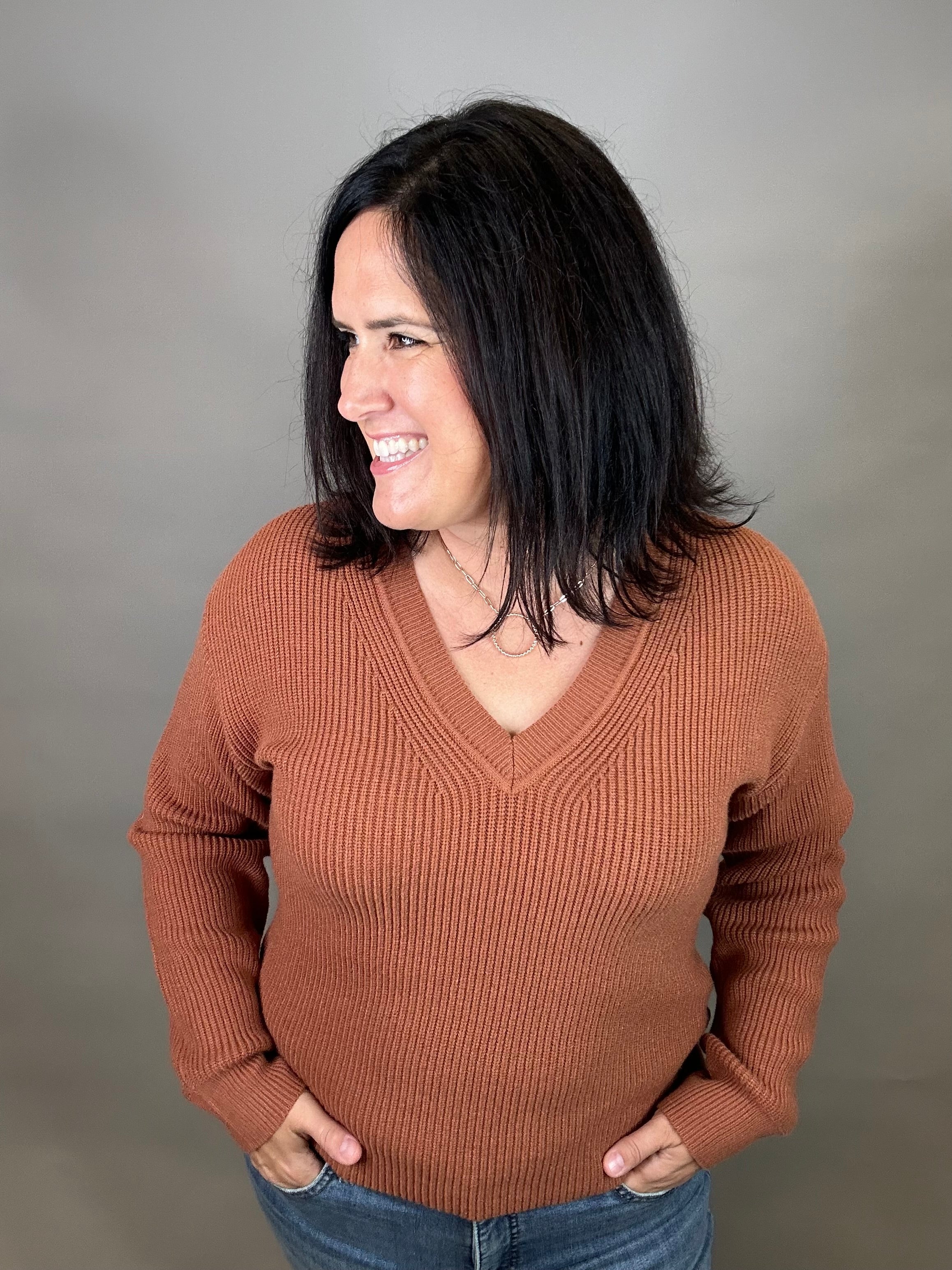 Rustic Brown Cornelia Sweater Top - Sweater THREAD & SUPPLY