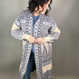 Paisley Motif Sweater Coatigan