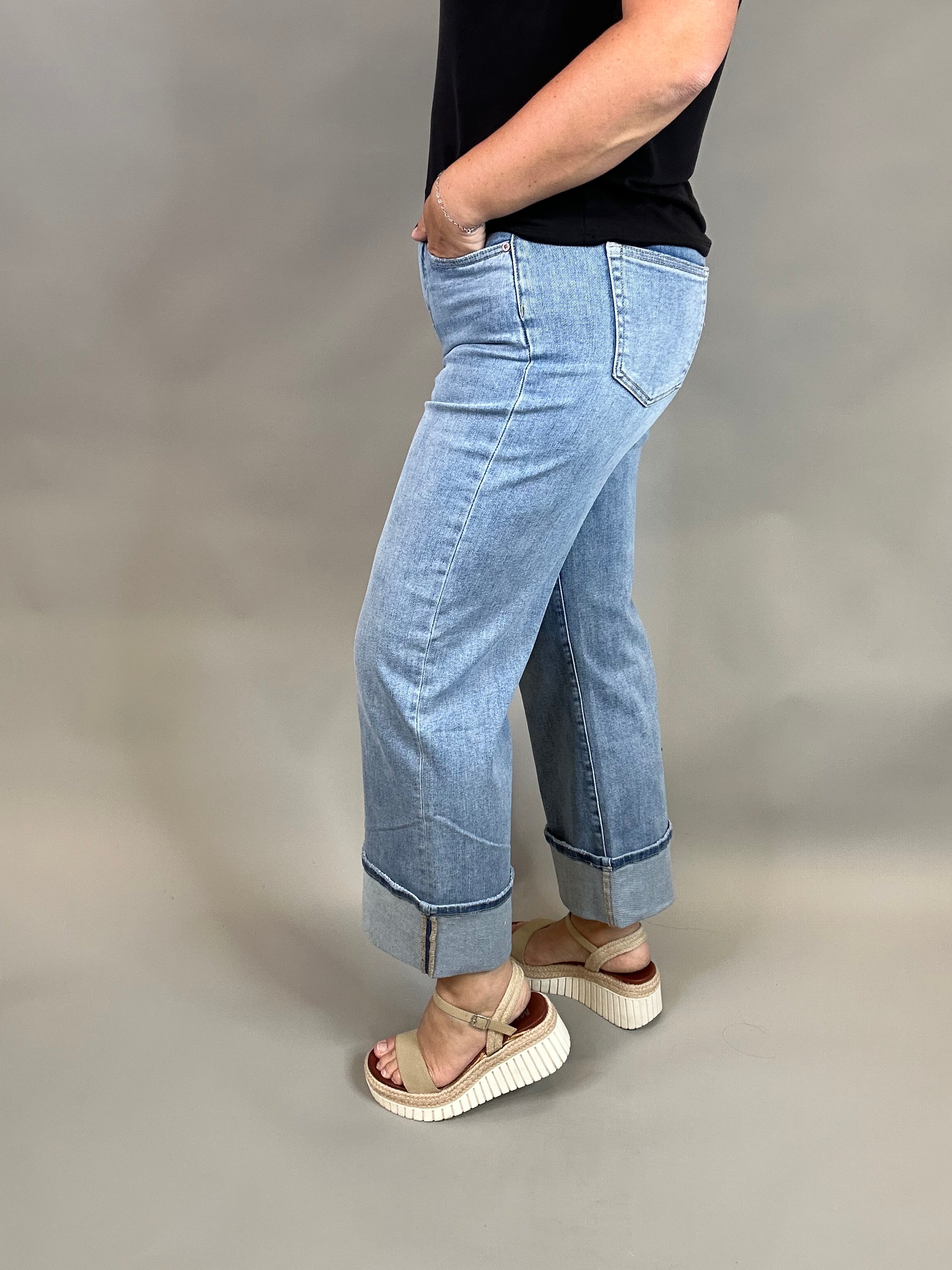 Capri Blue Wide Leg Jeans Bottom- Pants MICA DENIM