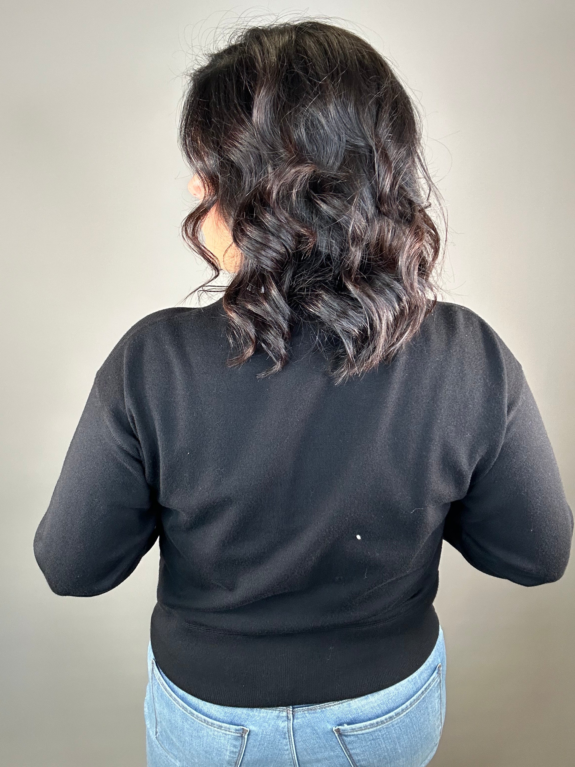 Black Hemlet Sweater Top - Sweater VELVET HEART