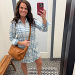 Blue Lynden Flannel Dress Dresses FLAG AND ANTHEM