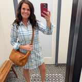 Blue Lynden Flannel Dress Dresses FLAG AND ANTHEM