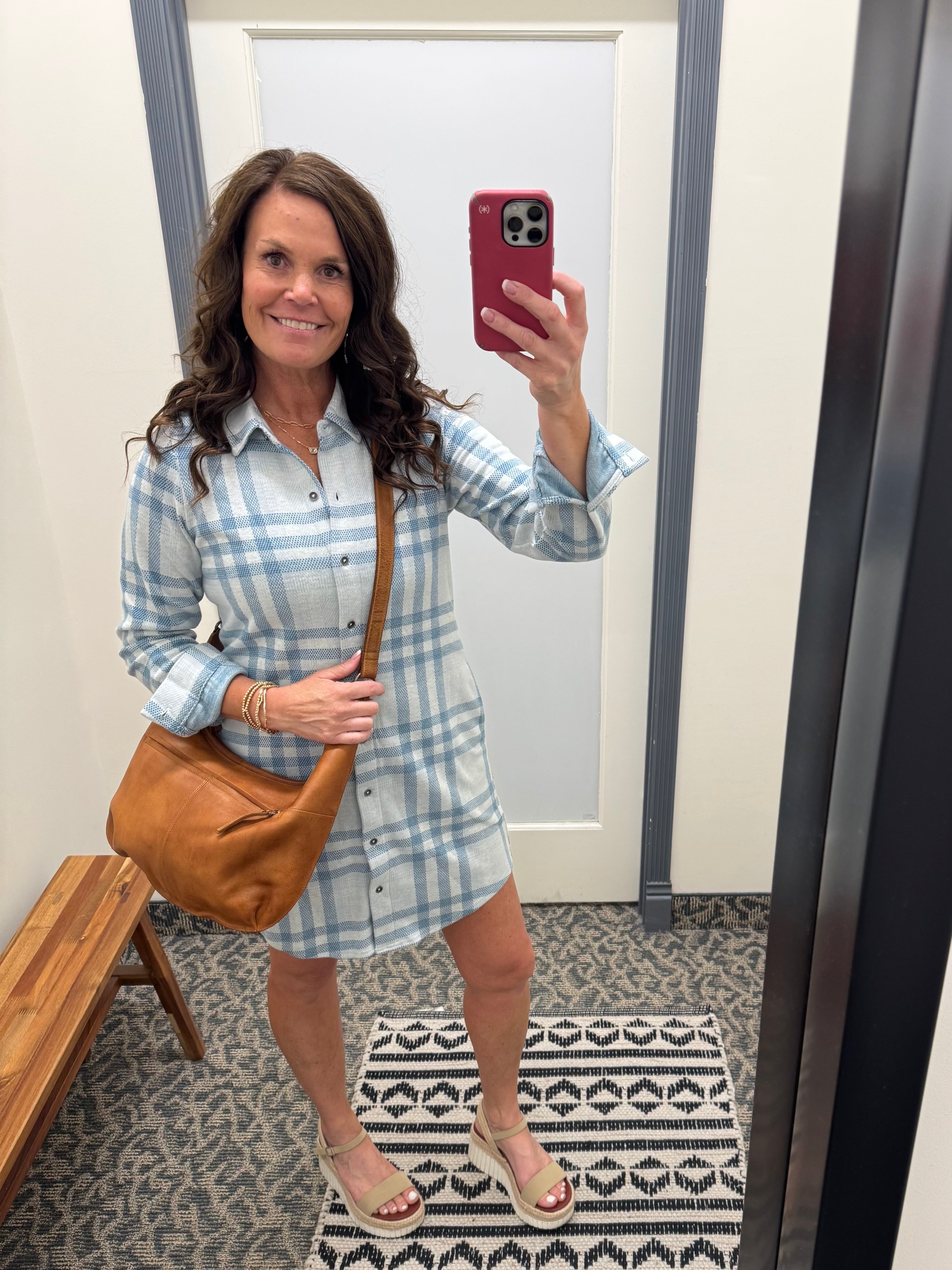 Blue Lynden Flannel Dress Dresses FLAG AND ANTHEM