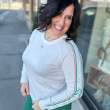 White Green Orange Crew Sweater