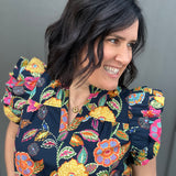 Ruffle Sleeve Floral Top Tops- Blouses THML