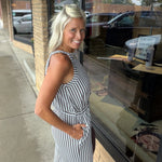 Blue Stripe Jacquard Jumpsuit DOE & RAE