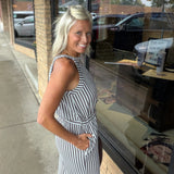 Blue Stripe Jacquard Jumpsuit DOE & RAE