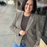 Dark Chocolate Evan Houndstooth Blazer