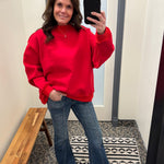 Red Reversible Mock Neck Top - Sweatshirt BUCKETLIST