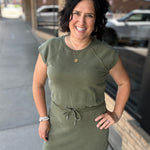 Rochelle Tie Waist Lounge Dress in Olive Green by Flag & Anthem Dresses FLAG AND ANTHEM