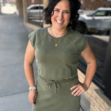 Rochelle Tie Waist Lounge Dress in Olive Green by Flag & Anthem Dresses FLAG AND ANTHEM