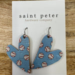 Blue Heart Baseball Earrings Jewelry - Earrings St. Peter Hardware