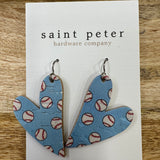 Blue Heart Baseball Earrings Jewelry - Earrings St. Peter Hardware