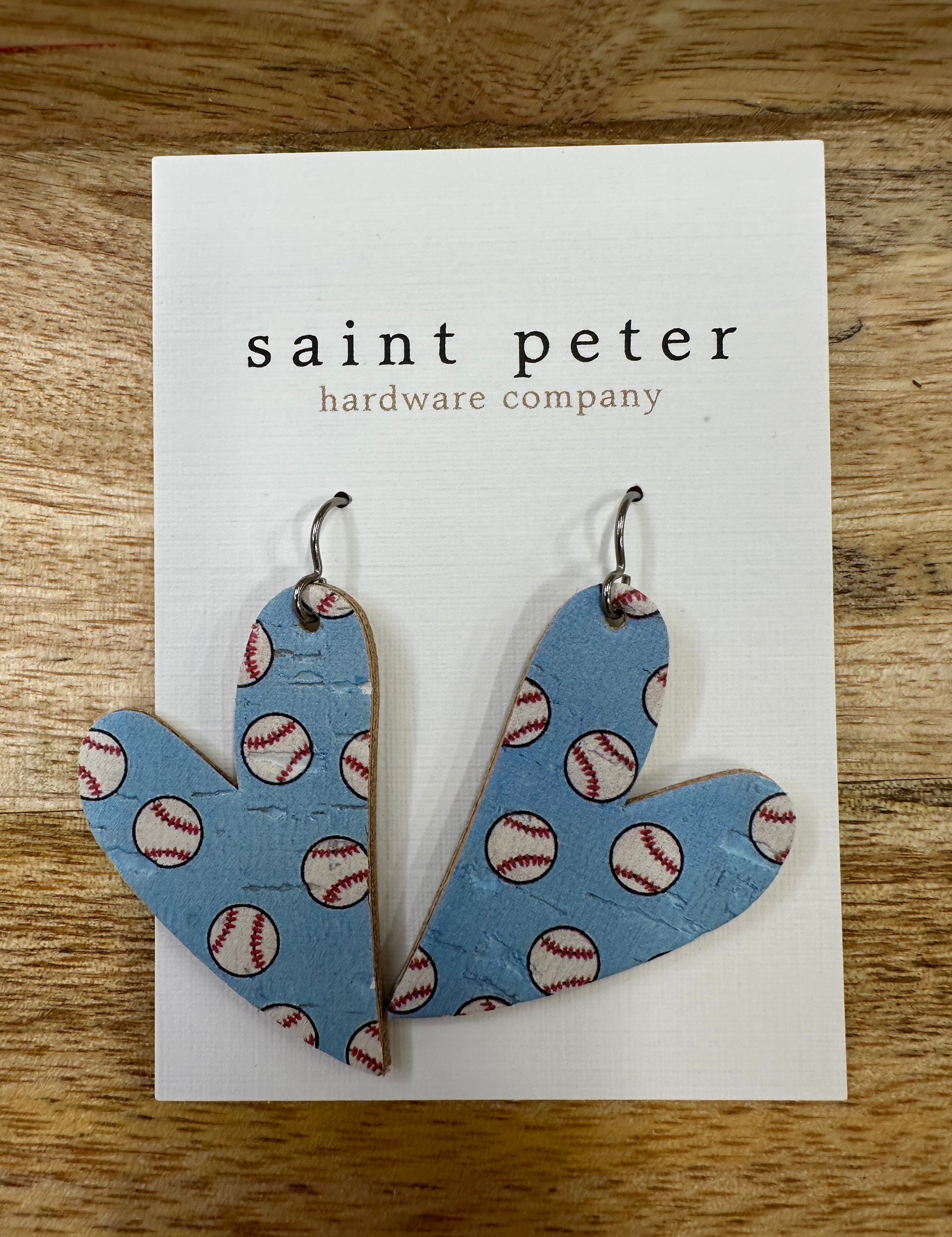 Blue Heart Baseball Earrings Jewelry - Earrings St. Peter Hardware