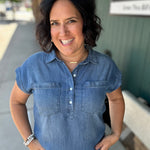 Evelyn Tencel Top in Marina Wash Tops - Button Ups THREAD & SUPPLY