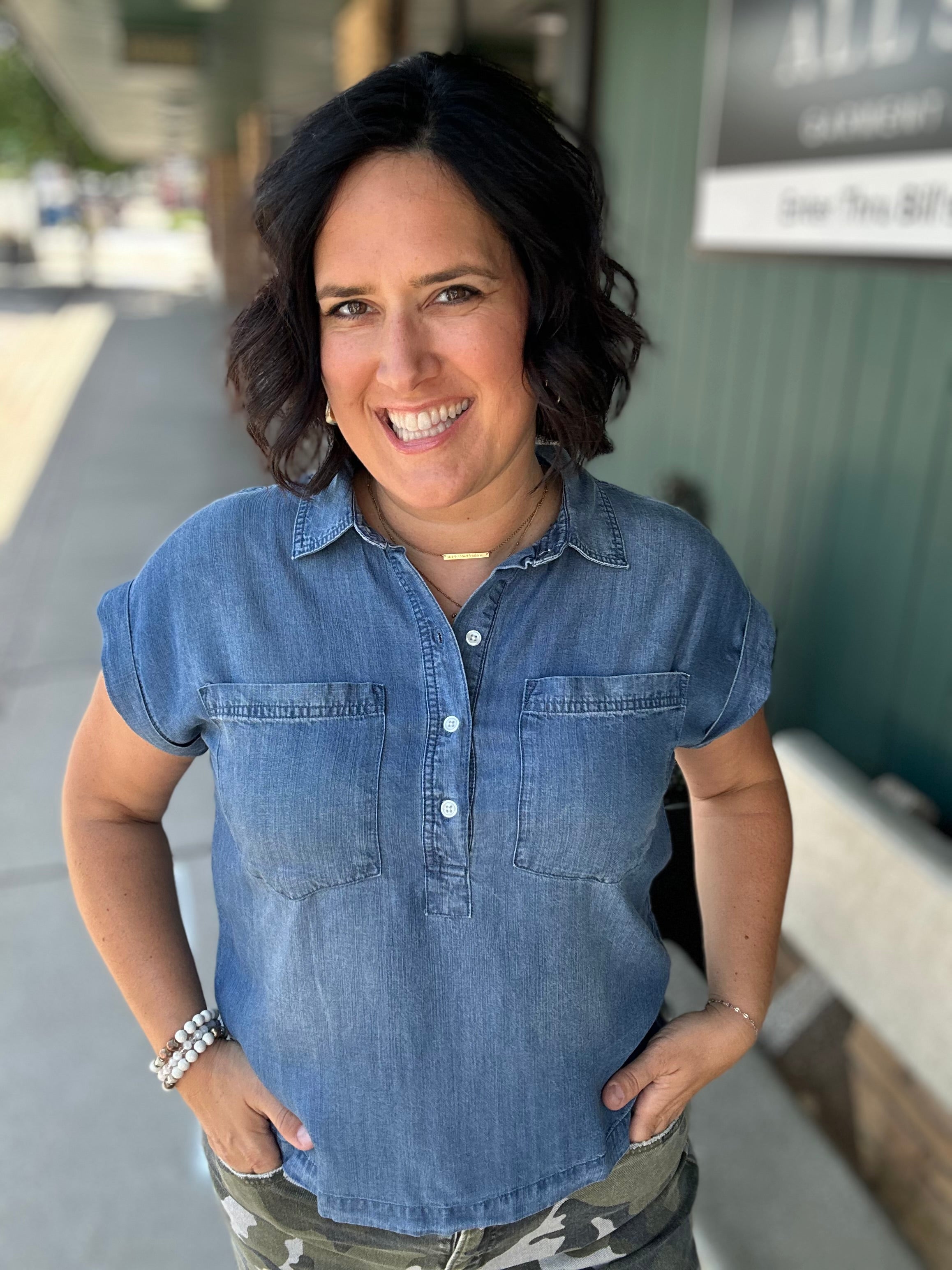 Evelyn Tencel Top in Marina Wash Tops - Button Ups THREAD & SUPPLY