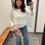 White Open Crochet Sweater