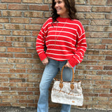 Chili/White Stripe Sweater