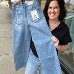Space Blue Wide Leg Trouser Hem Jeans MICA DENIM