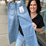 Space Blue Wide Leg Trouser Hem Jeans MICA DENIM